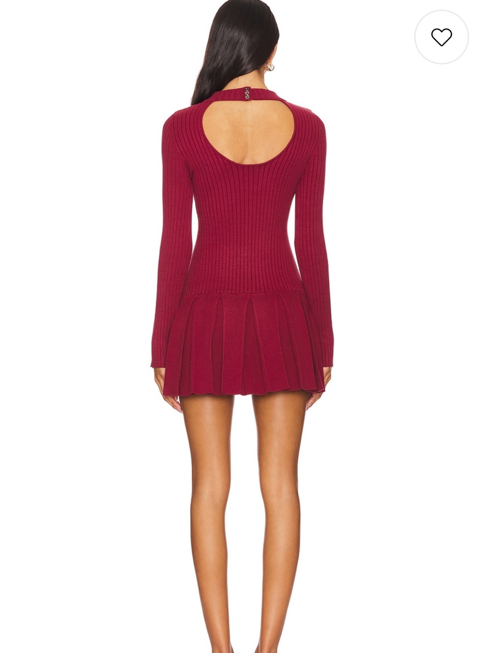 Free People Wine Ribbed Open-Back Pleated Mini Dress